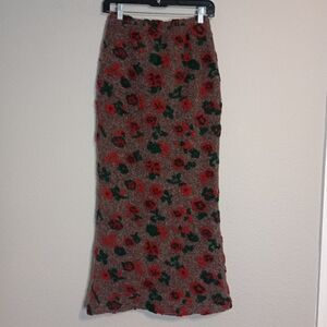 Soft Animal Made In New York Textured Floral Wool Skirt